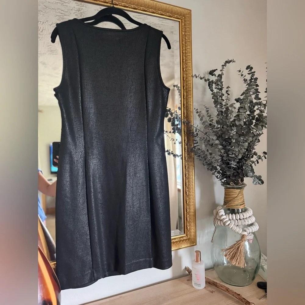 Michael Kors Shimmering Black Square Neck Dress Minimalist Cocktail NYC Rooftop